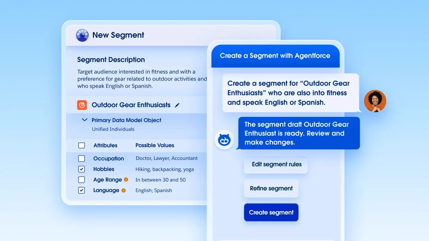 Marketing Cloud Next: Agentforce erstellt aus einer Beschreibung ein Segment auf Basis von Unified Individuals (Oberfläche: Salesforce)